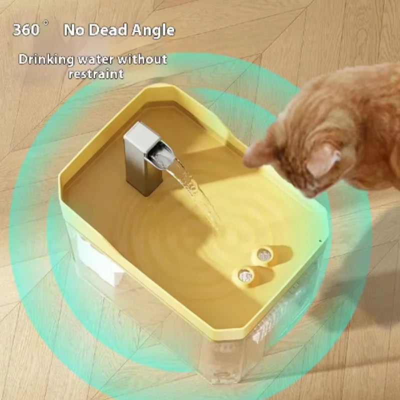 Cat drinking from the fountain tray