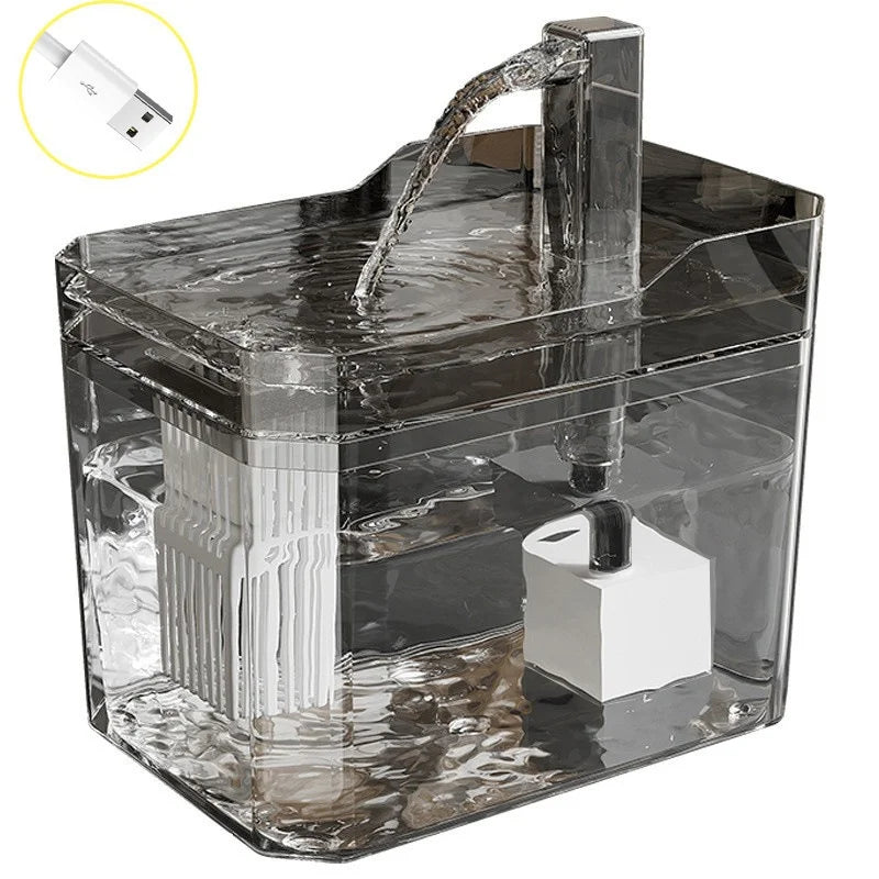 Cat water fountain in Clear with USB cable