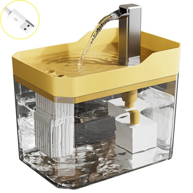 Cat water fountain in Yellow with USB cable