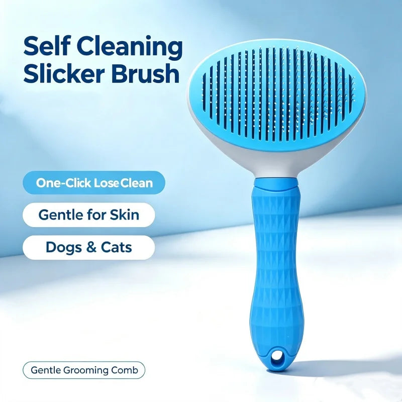 De-Shed Kit self-cleaning slicker brush for dogs and cats