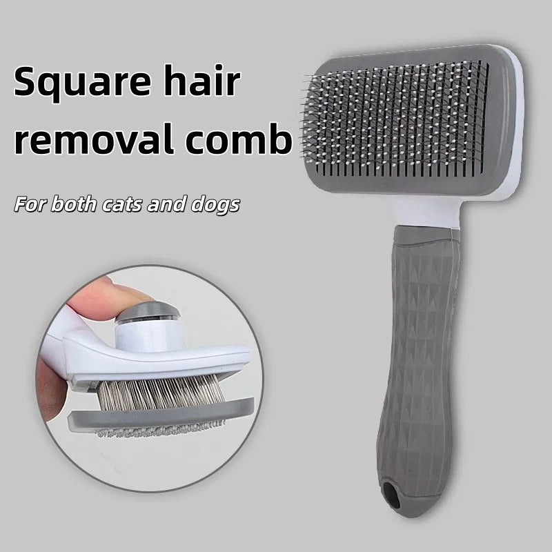 Slicker brush one-button hair release