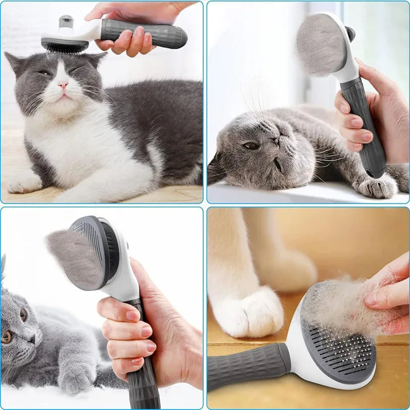 One-Button Self-Cleaning Slicker Brush for Dogs & Cats