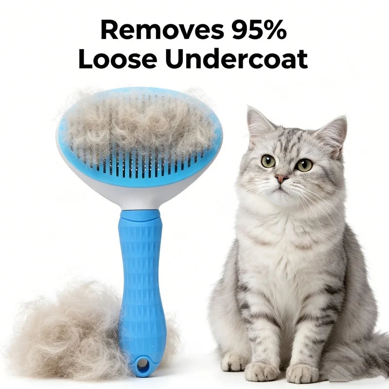 One-Button Self-Cleaning Slicker Brush for Dogs & Cats