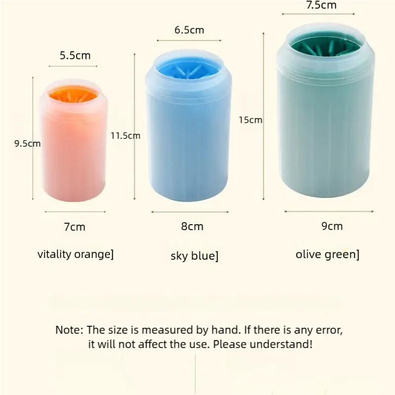 Paw cleaner cup size chart: small, medium, large
