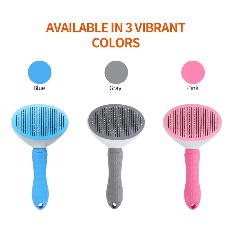One-Button Self-Cleaning Slicker Brush for Dogs & Cats
