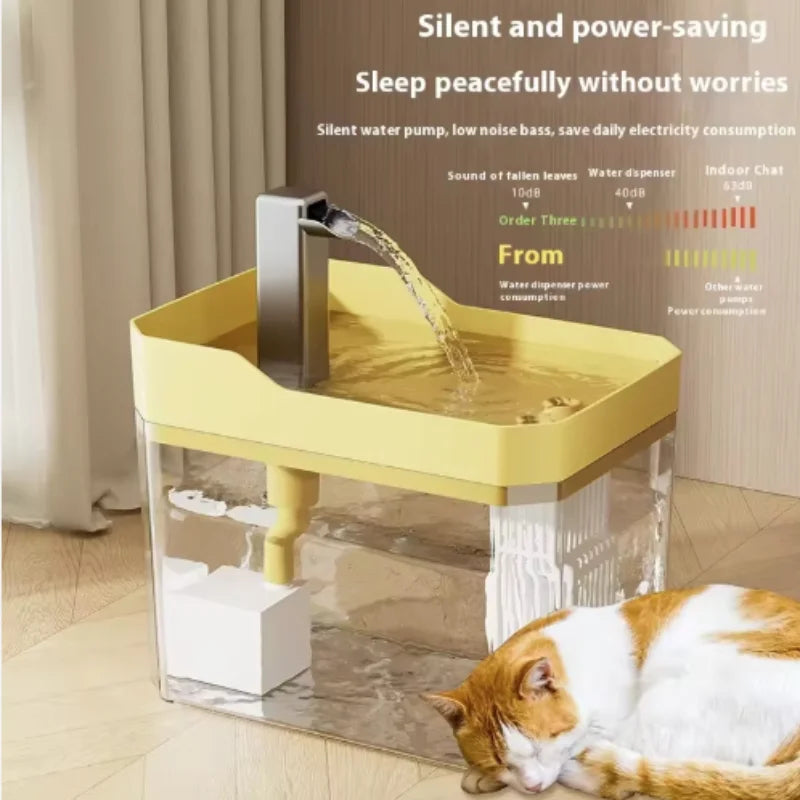 Cat sleeping next to the water fountain